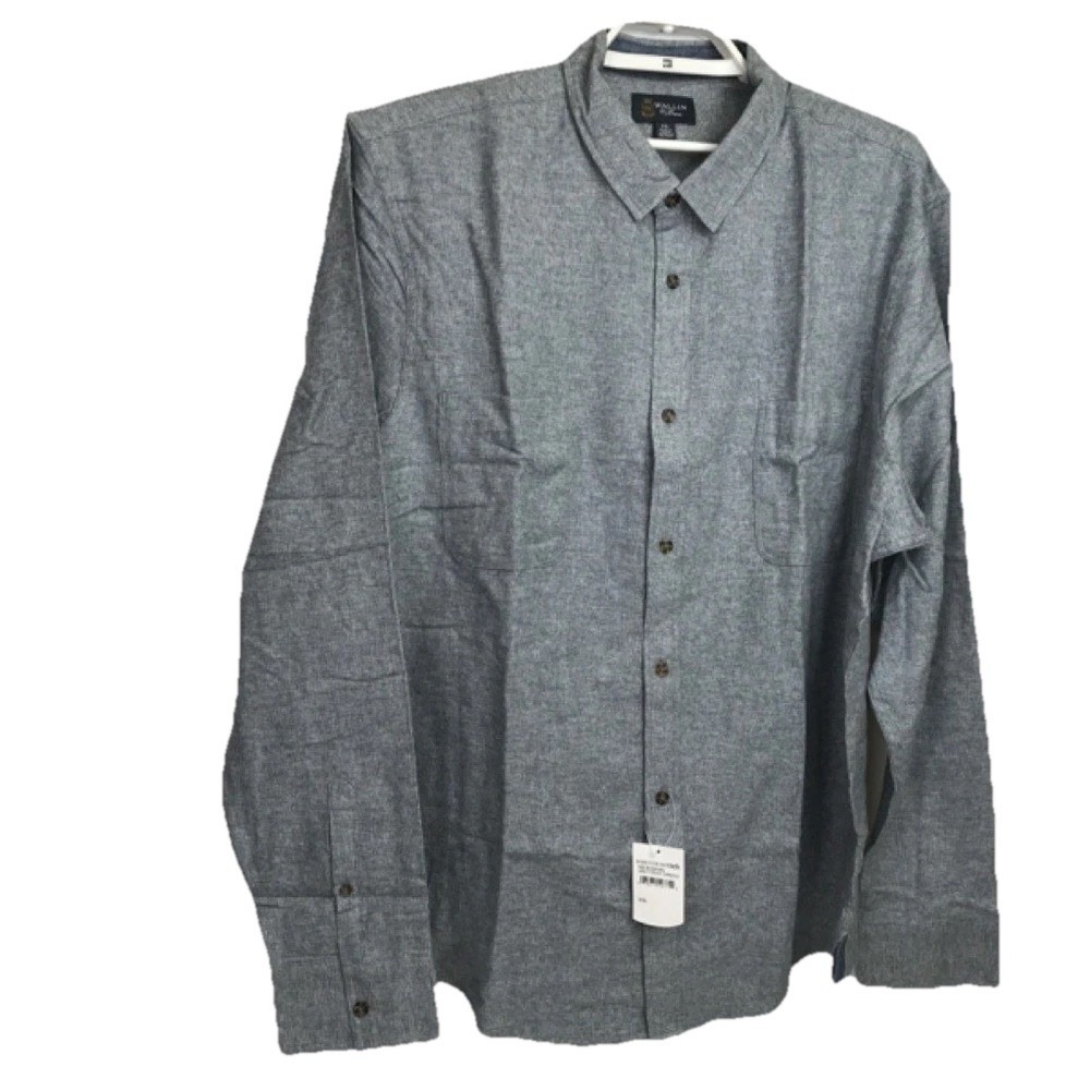 Wallin & Bros Men's 2XL Gray Frost  Grindle Cotton Flannel Button Up Shirt NWT